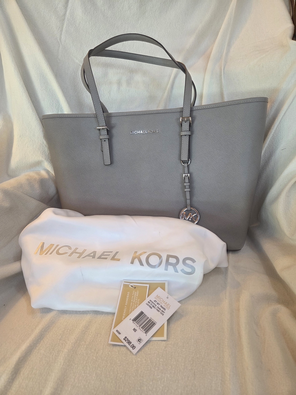 Michael Kors Gray Saffiano Leather Tote Bag